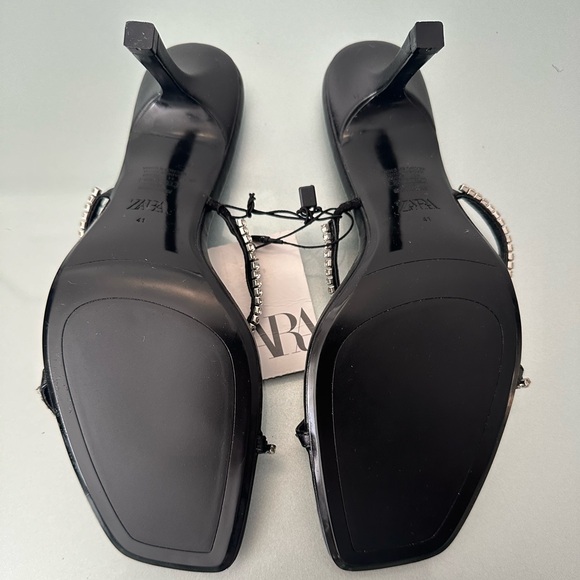 ZARA RHINESTONED STRAPPY HEELS SIZE 8 (EU 41) NWT - Picture 5 of 7